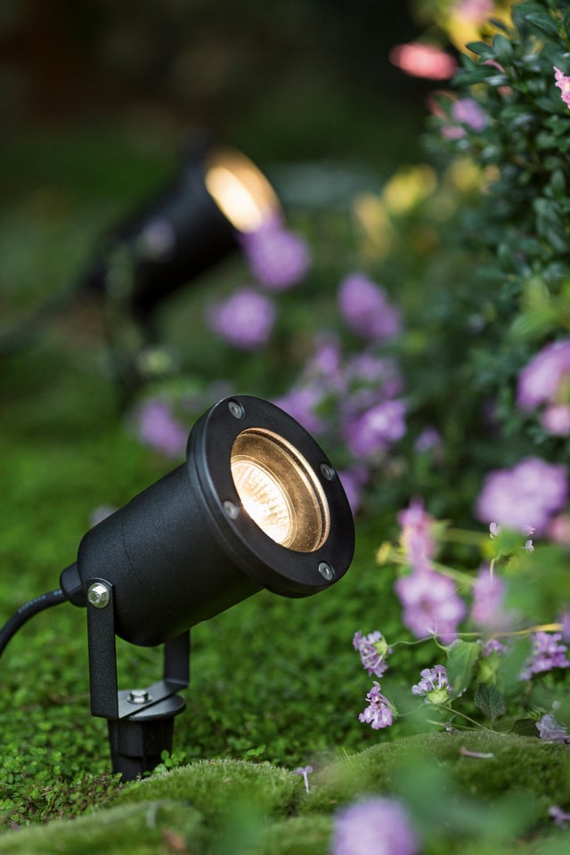 Projecteur à piquer GU10 Ada aluminium noir extérieur max 28W INSPIRE