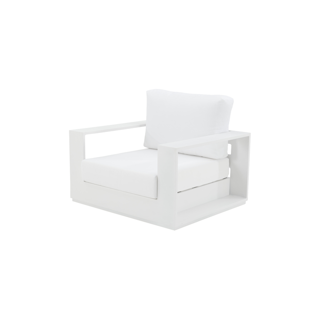 Fauteuil de jardin pour salon bas aluminium/textilène NATERIAL Lagun blanc