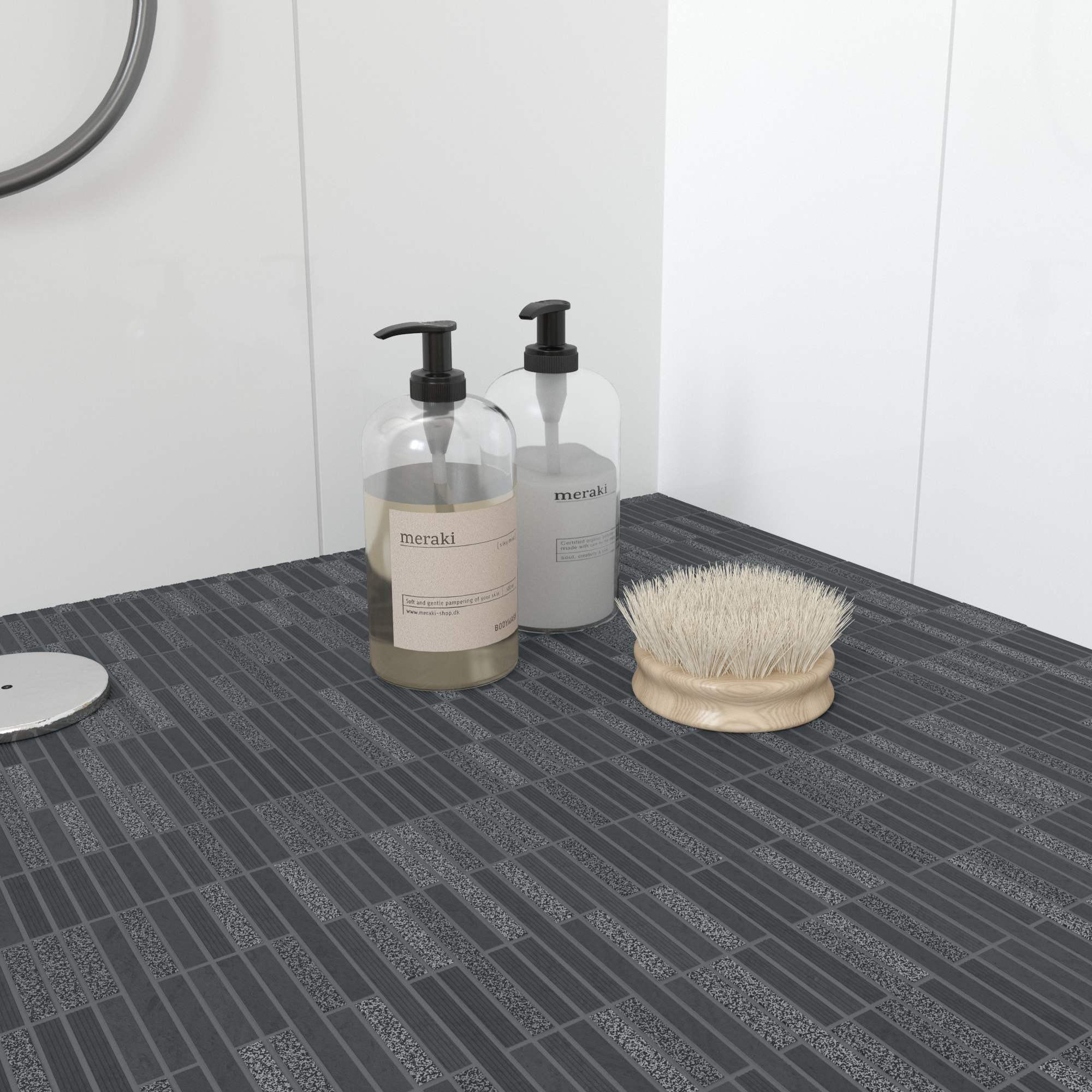 1 plaque de mosaïque mur / sol Zen-bamboo marbre anthracite 30 x 29 cm ARTENS - 4
