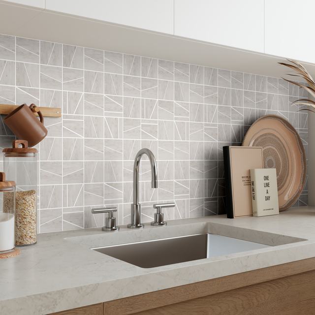 Piastrella Mosaico in marmo Facette beige opaco L 30 x L 30cm x Sp. 8 mm