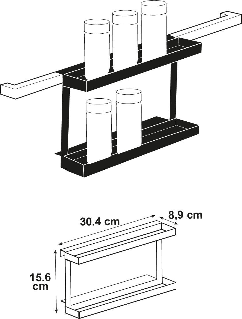 Staffa per barra a muro per accessori cucina gancio nero P 8.75 cm - 24