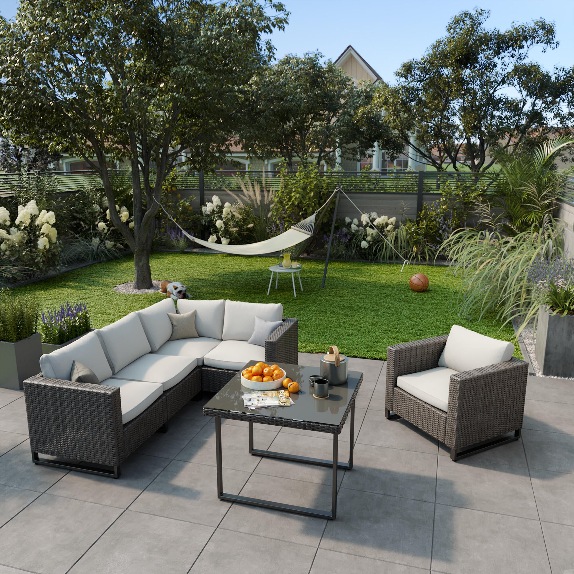 Cadeirão jardim rattan cinza Noa Naterial - 4