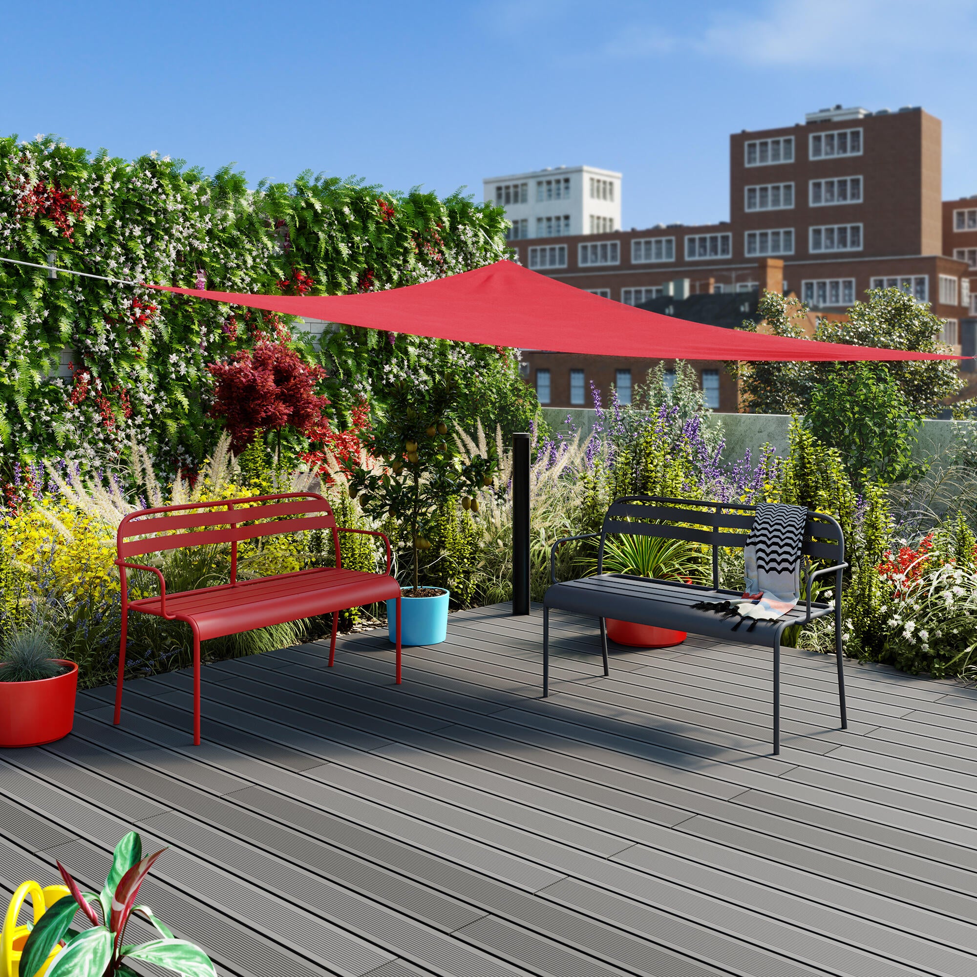 Banco de jardim METAL 118CM VERMELHO - 10