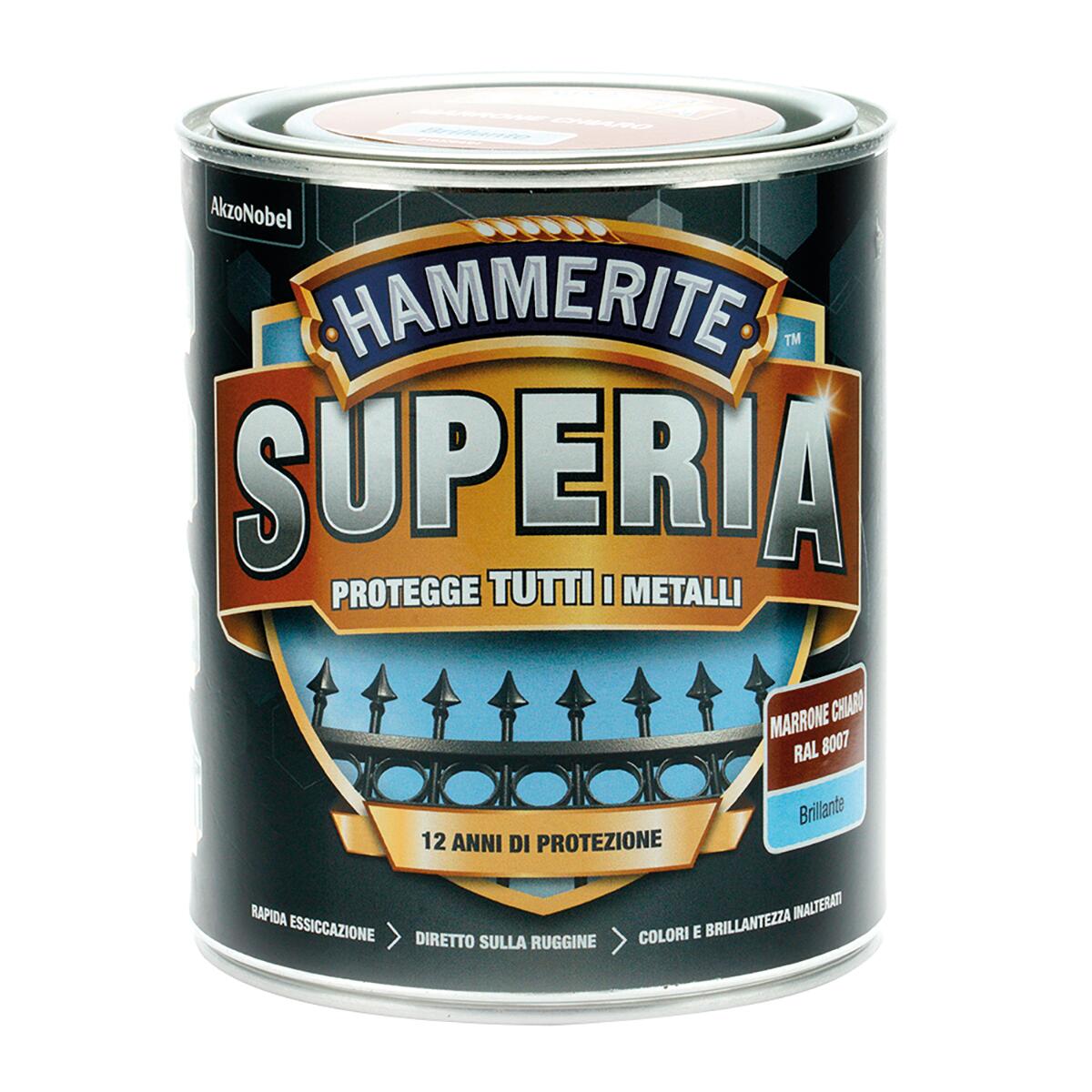 Vernice da esterno antiruggine per ferro HAMMERITE Superia marrone chiaro lucido, 0.75 l - 3