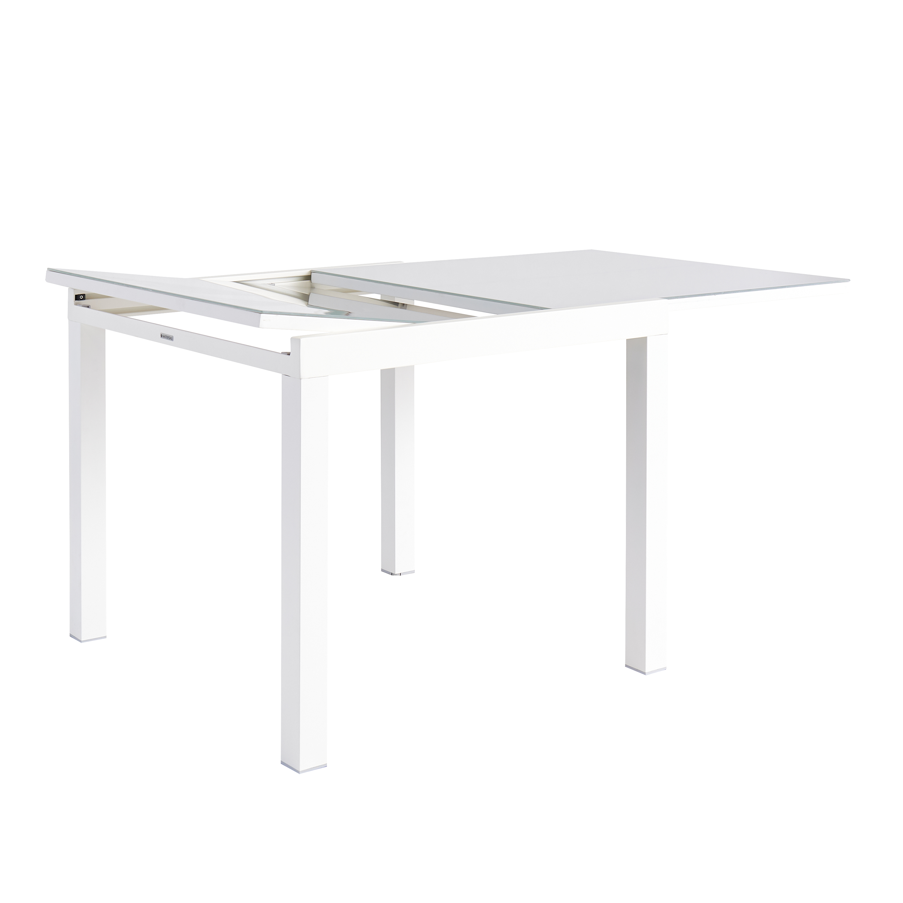 Tavolo da giardino allungabile Lyra II NATERIAL in alluminio bianco con piano in vetro  per 6 persone 90/160x90cm - 5