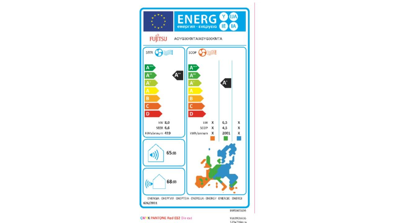 Unità interna climatizzatore FUJITSU ASEH30KMTB 30000 BTU classe di raffreddamento A++, classe di riscaldamento A+, bianco - 3