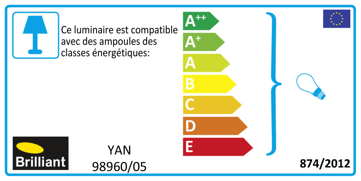 Lampe E27 Yan, fer, blanc, H. 24cm - 10