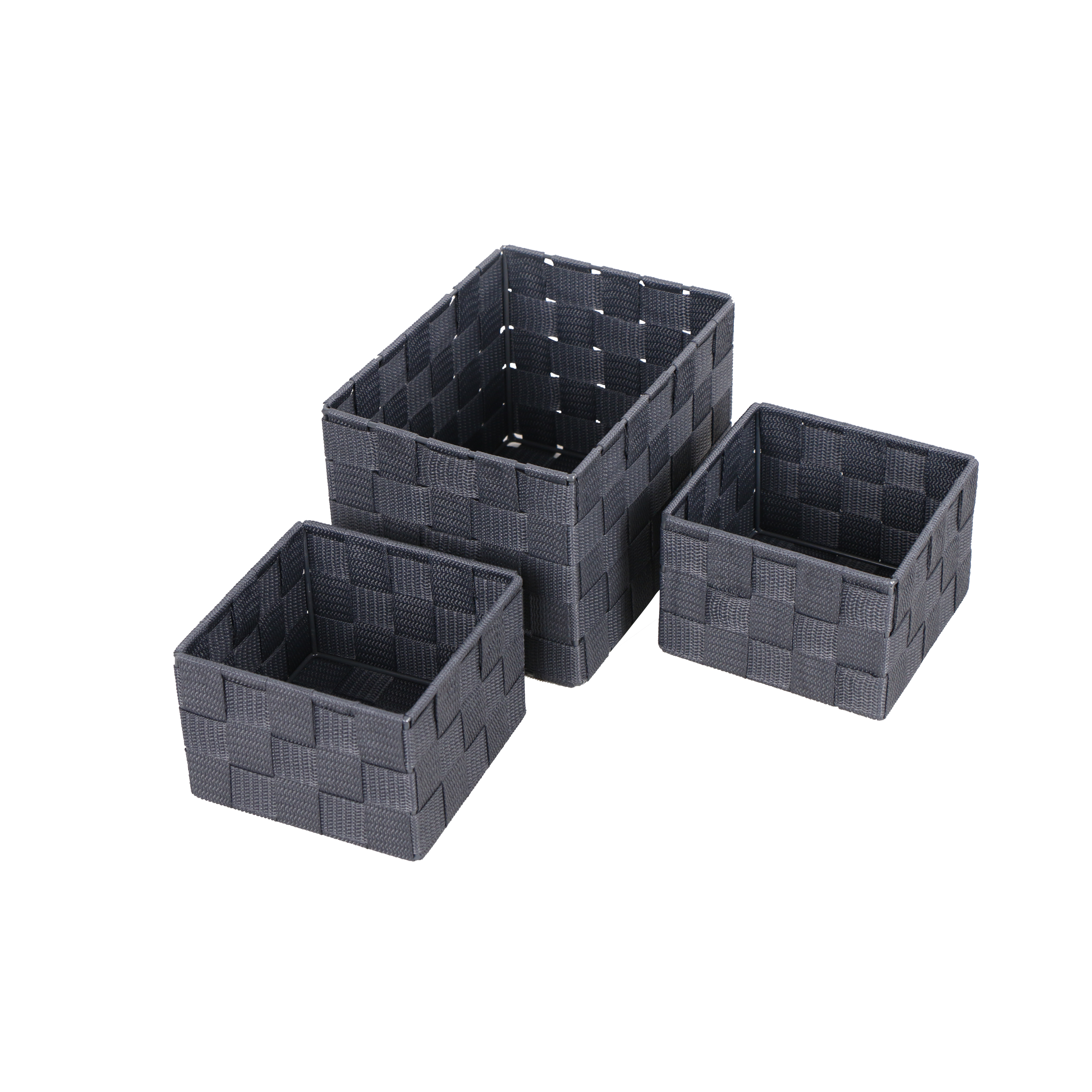 Lot de 3 paniers gris l.15 x P.20 x H.13.5 cm SENSEA - 5