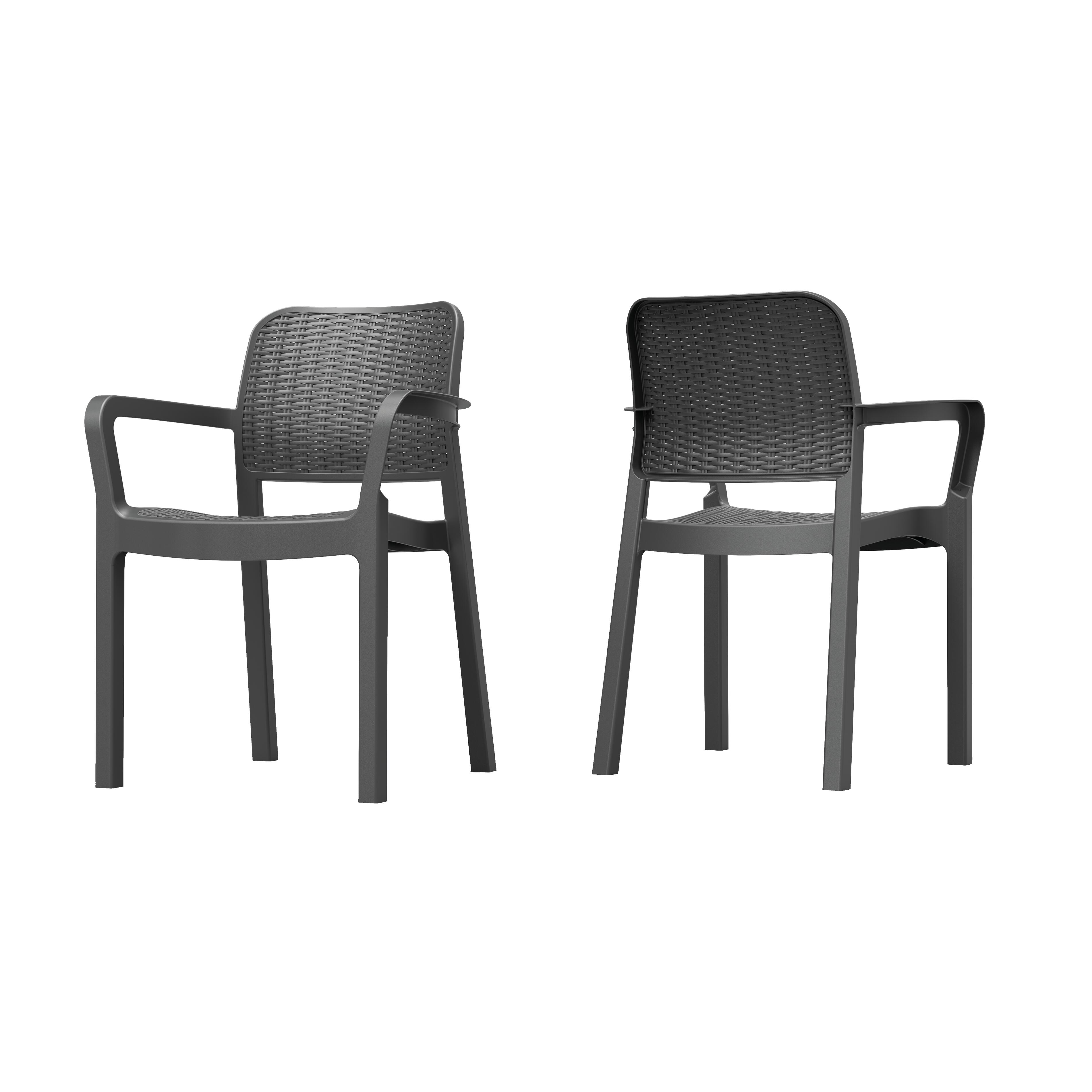 Sedia da giardino con braccioli Bella KETER, struttura e seduta in polipropilene antracite - 8