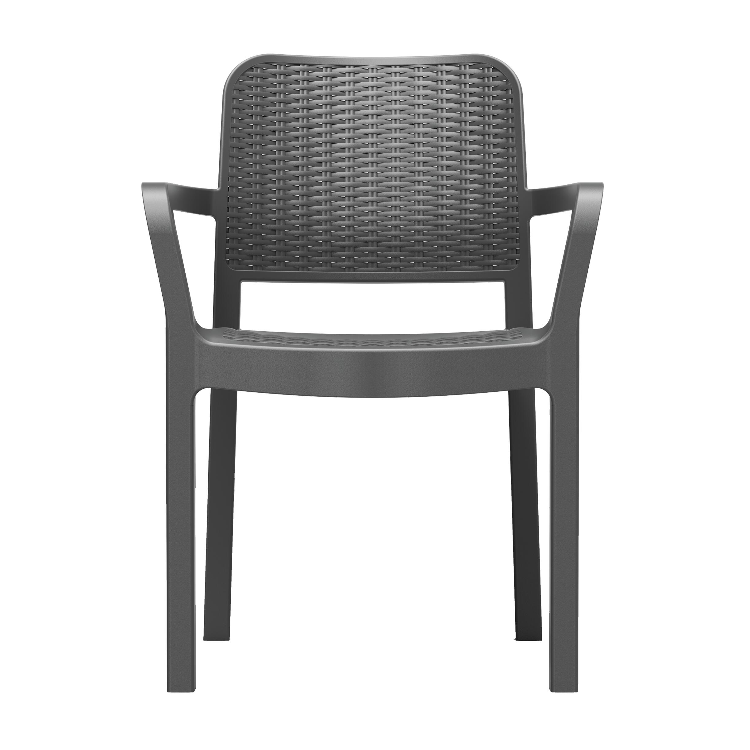 Sedia da giardino con braccioli Bella KETER, struttura e seduta in polipropilene antracite - 6