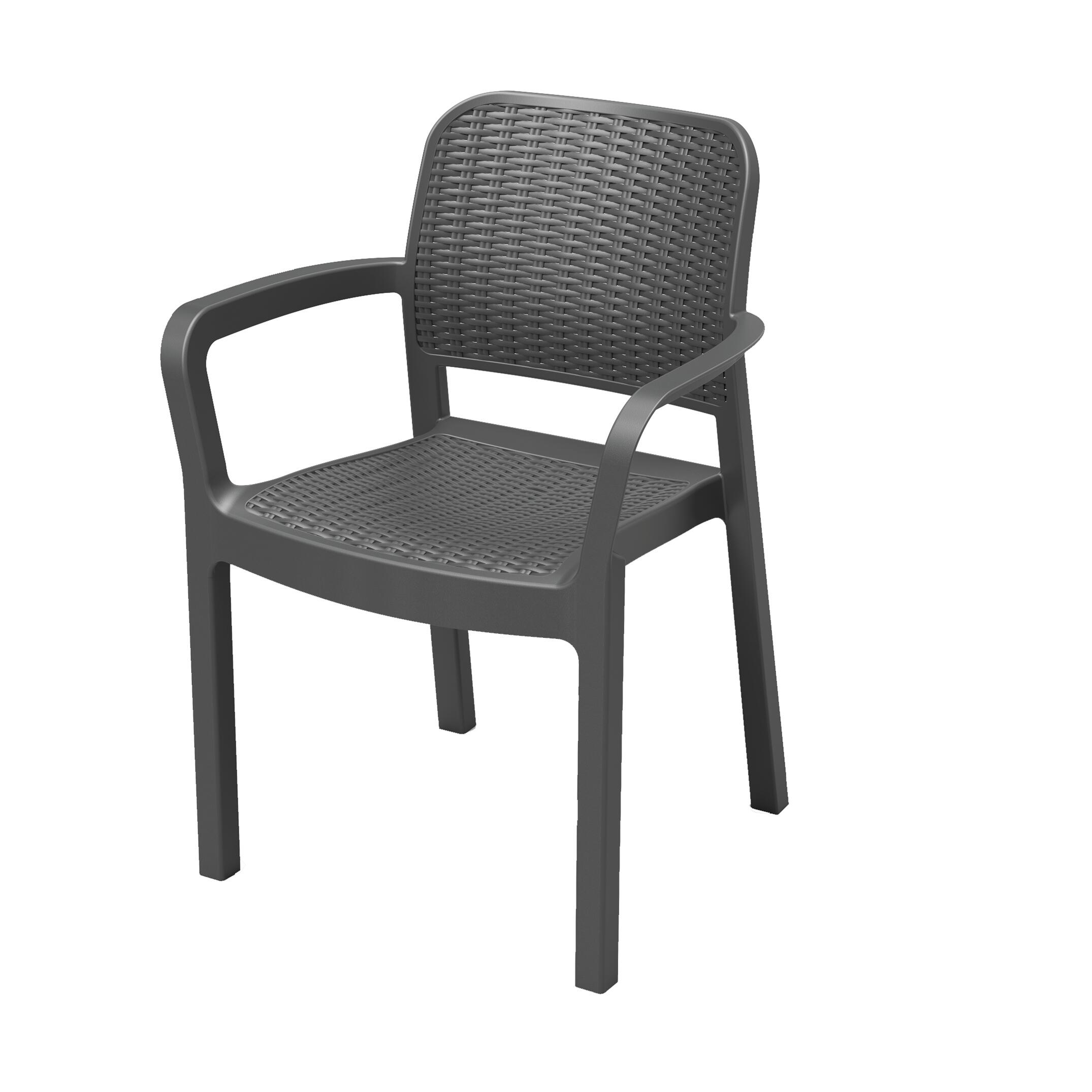 Sedia da giardino con braccioli Bella KETER, struttura e seduta in polipropilene antracite - 7