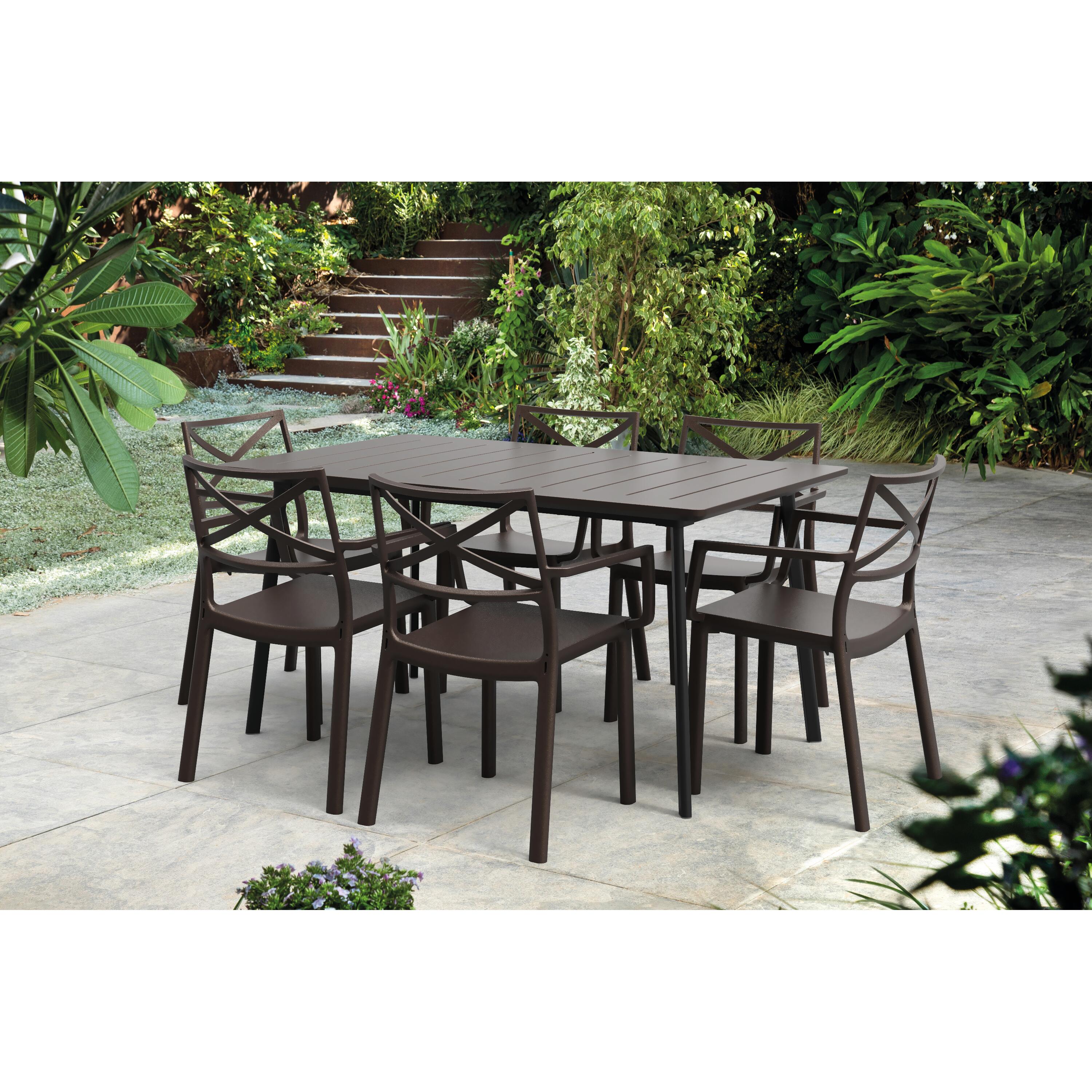 Tavolo da pranzo per giardino Metalea KETER struttura e superficie in resina grigio per 6 persone 146x90cm - 9