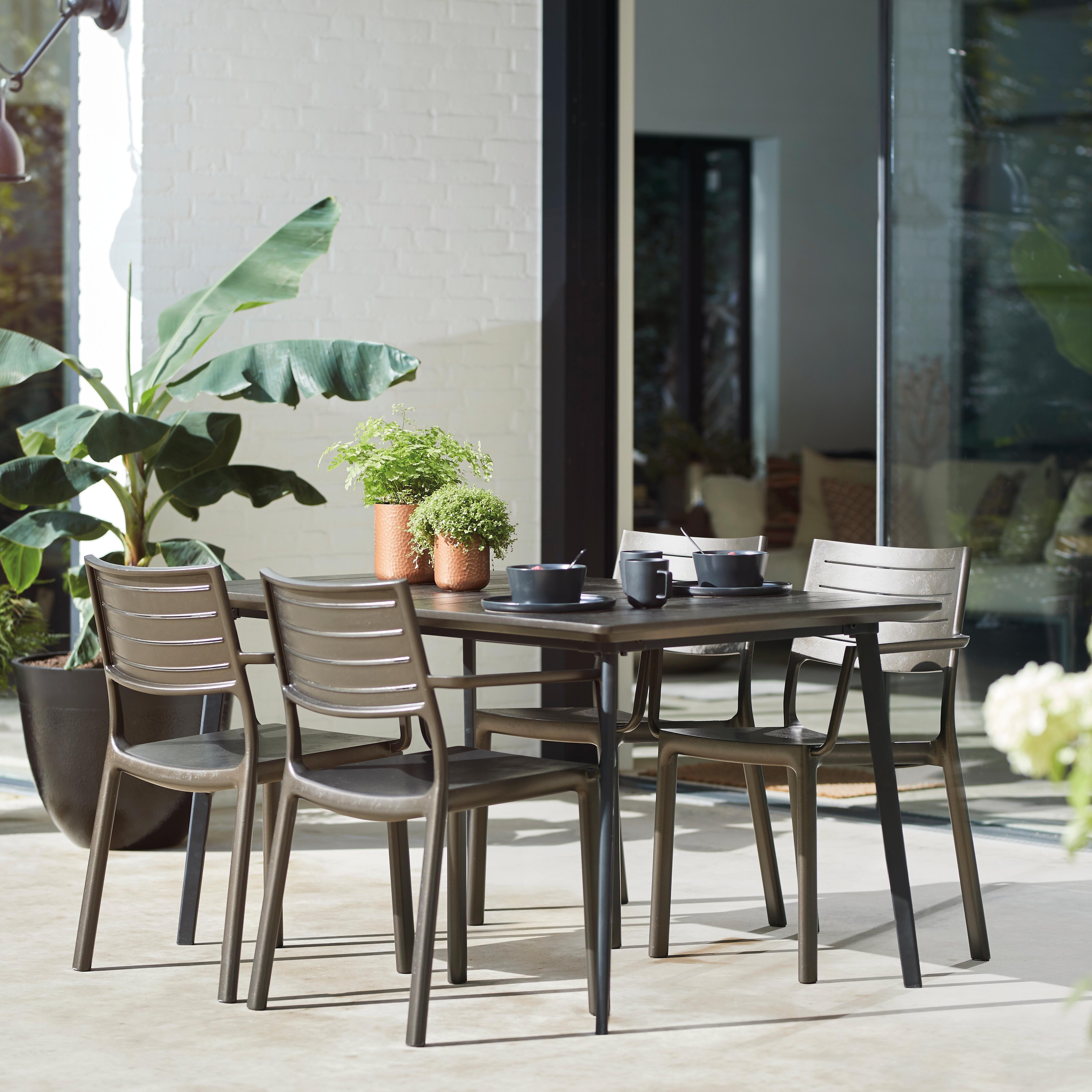 Tavolo da pranzo per giardino Metalea KETER struttura e superficie in resina grigio per 6 persone 146x90cm - 8