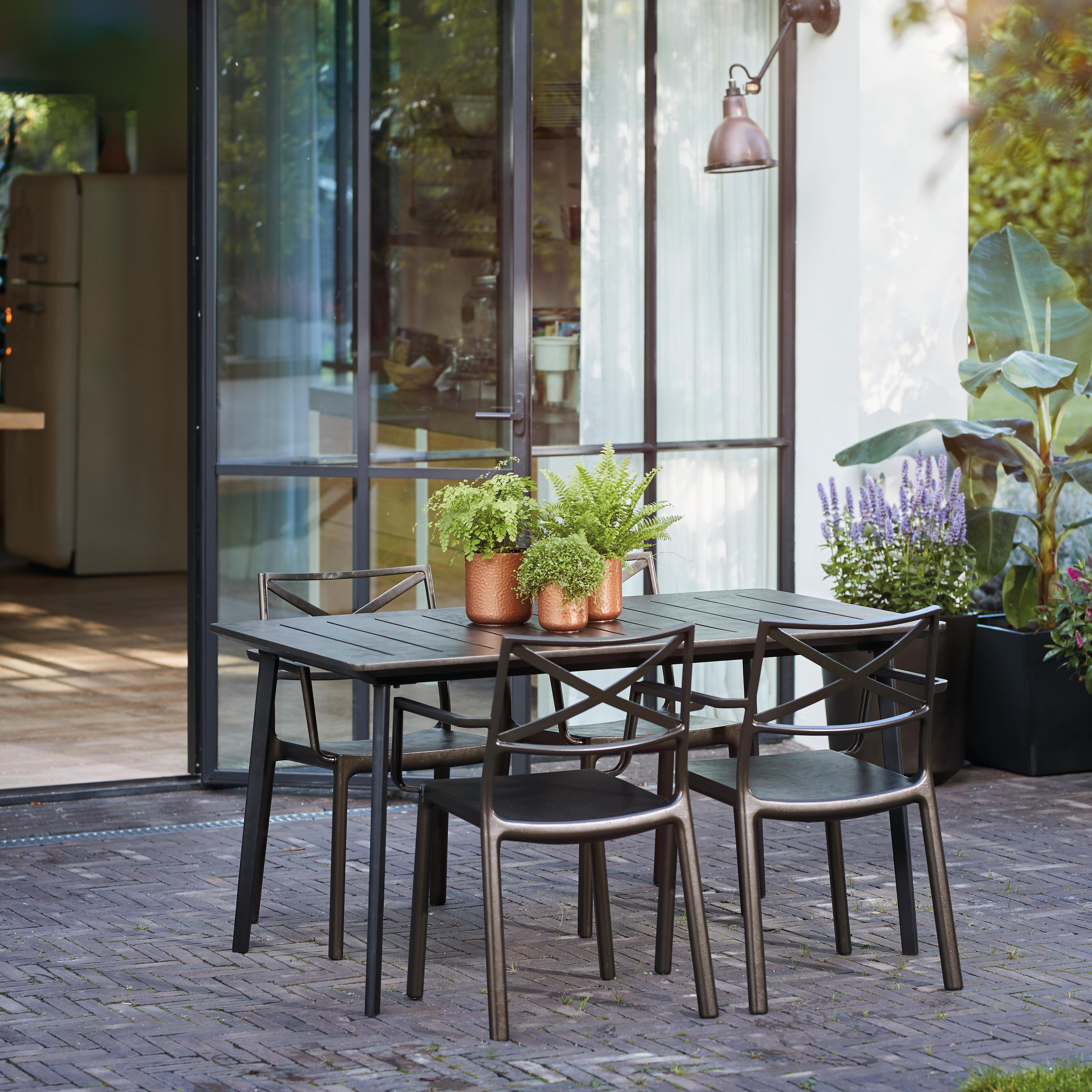 Tavolo da pranzo per giardino Metalea KETER struttura e superficie in resina grigio per 6 persone 146x90cm - 7