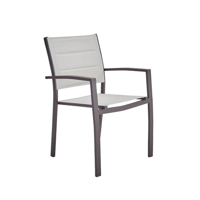 Sedia da giardino in alluminio con braccioli Orion Beta II NATERIAL, seduta in textilene marrone