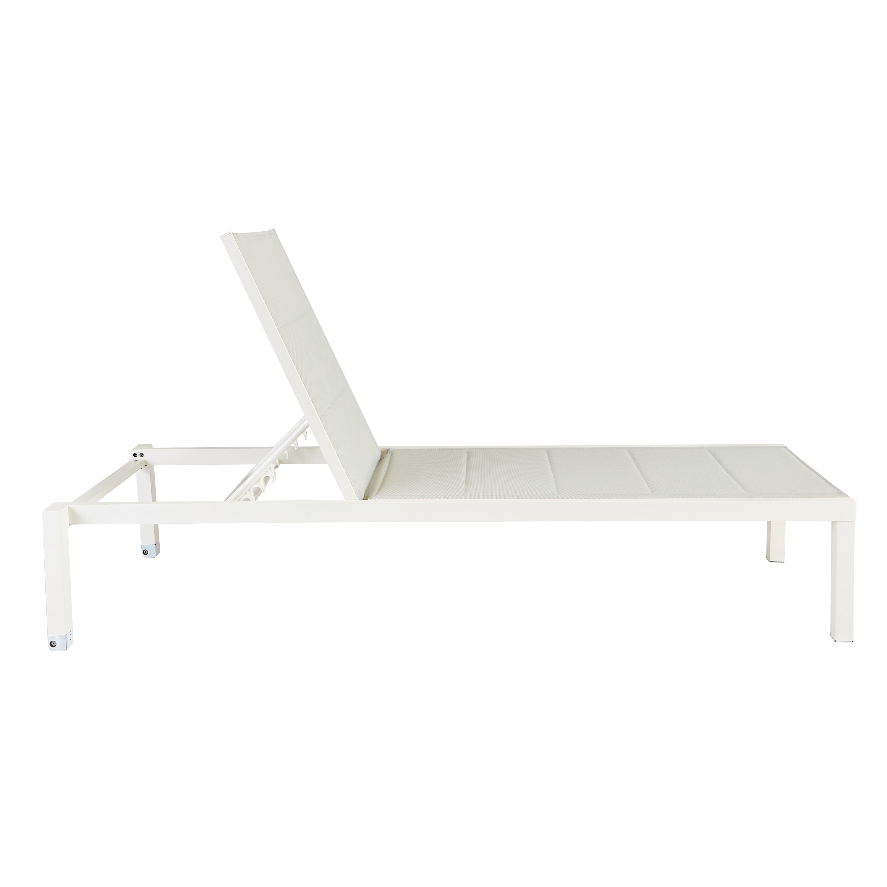 Tumbona de aluminio y textileno naterial aquila ii fix blanca de 75x99x200 cm