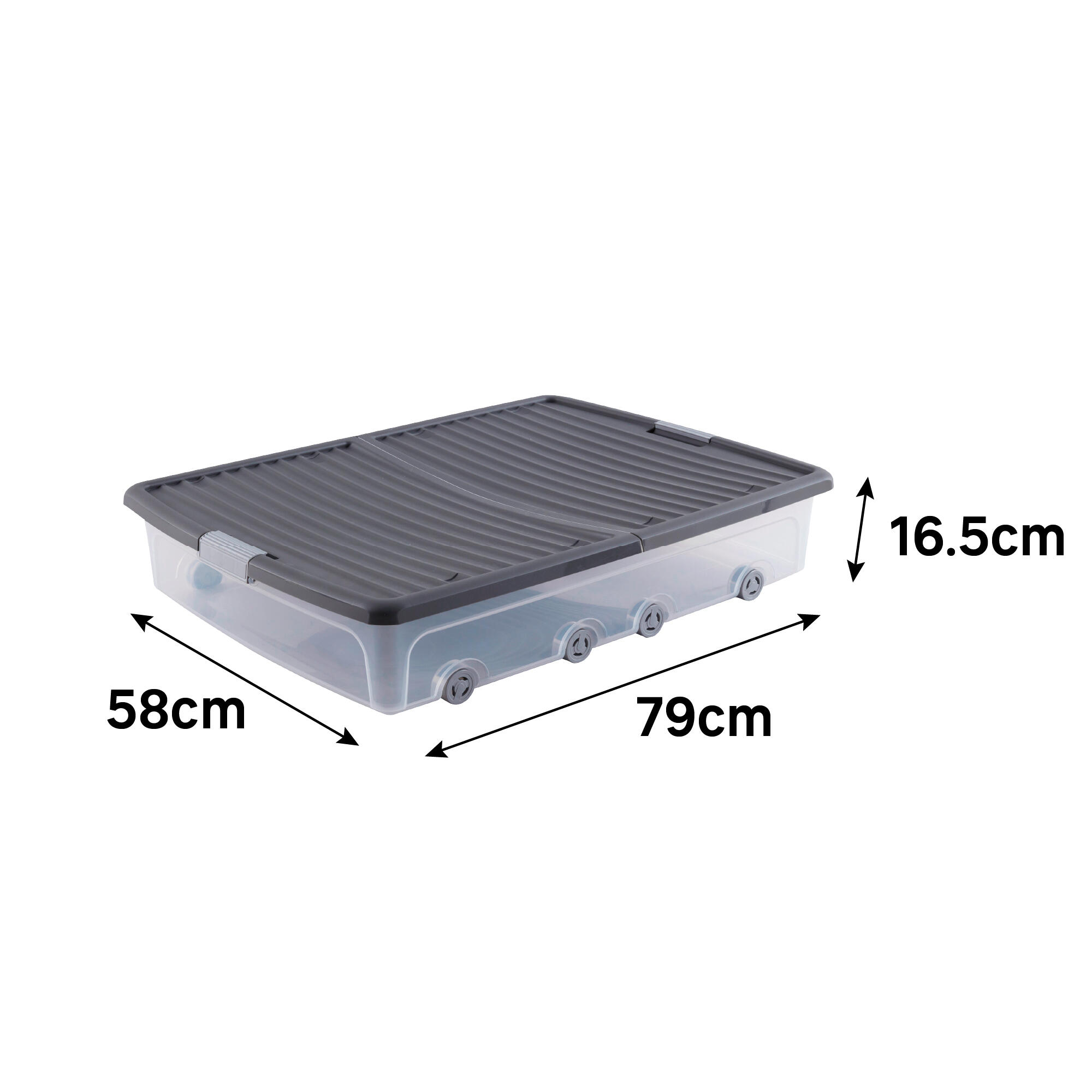 Caixa de arrumação por baixo da cama 55L cinzento - 10