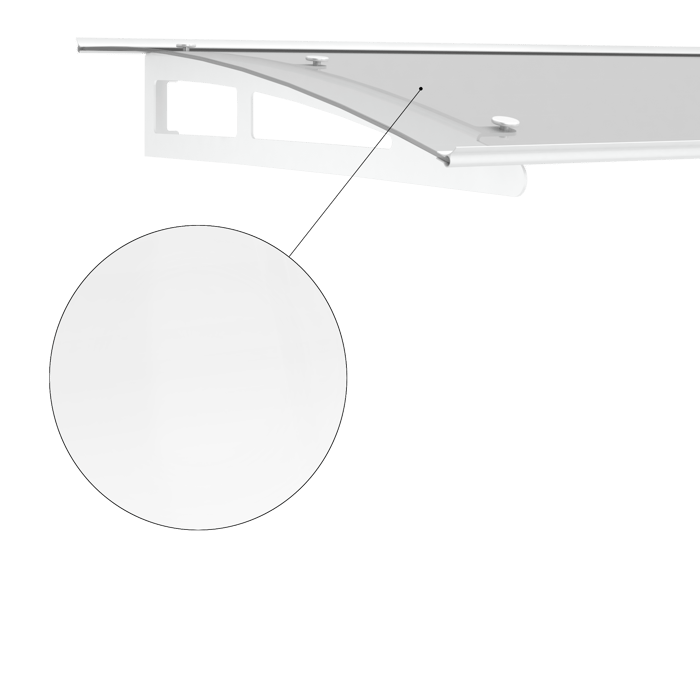 Marquesina aluminio blanco Neva y cubierta policarbonato transparente 90x150cm