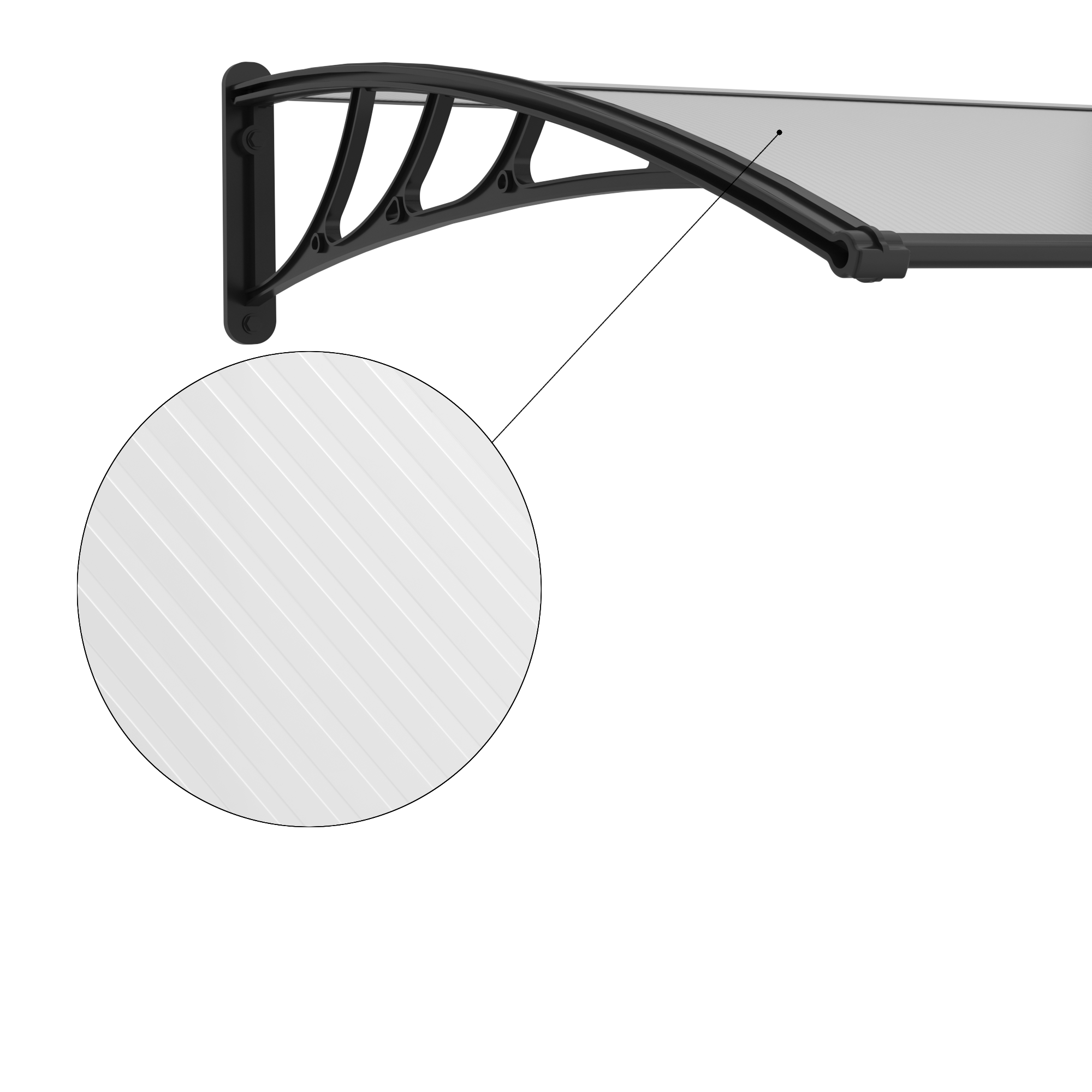 Pensilina in resina trasparente L 120 x P 100 cm struttura nero - 12