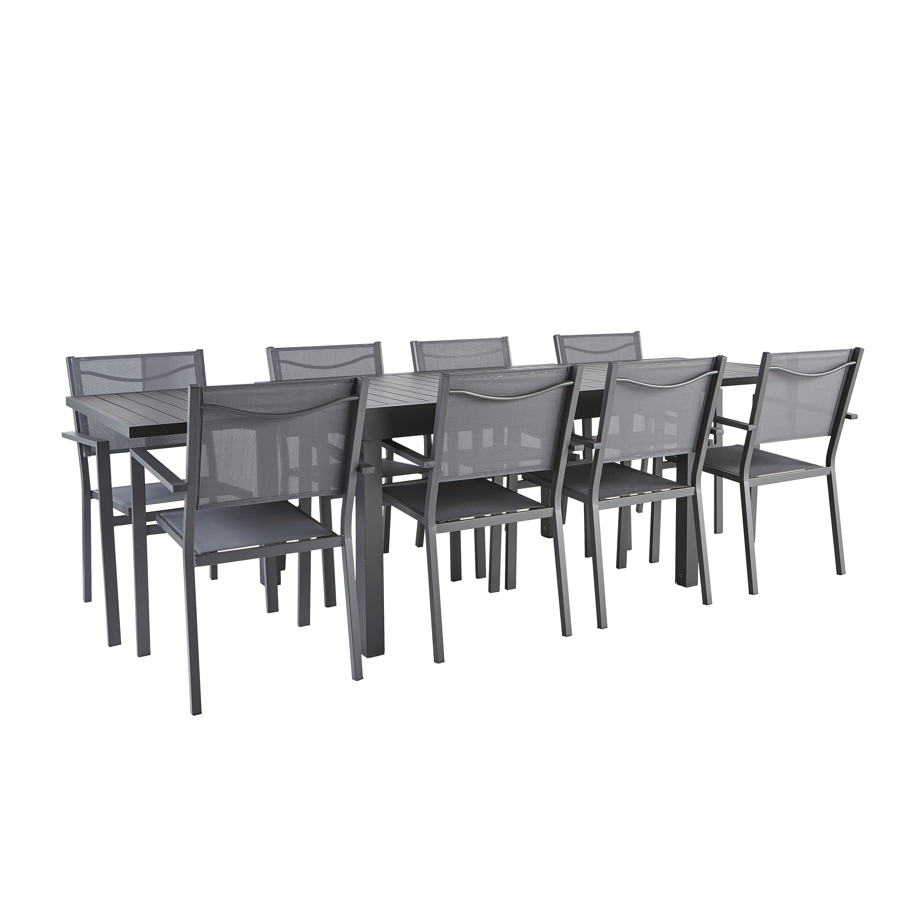 Sedia da giardino con braccioli Lisbon, struttura e seduta in textilene antracite - 5