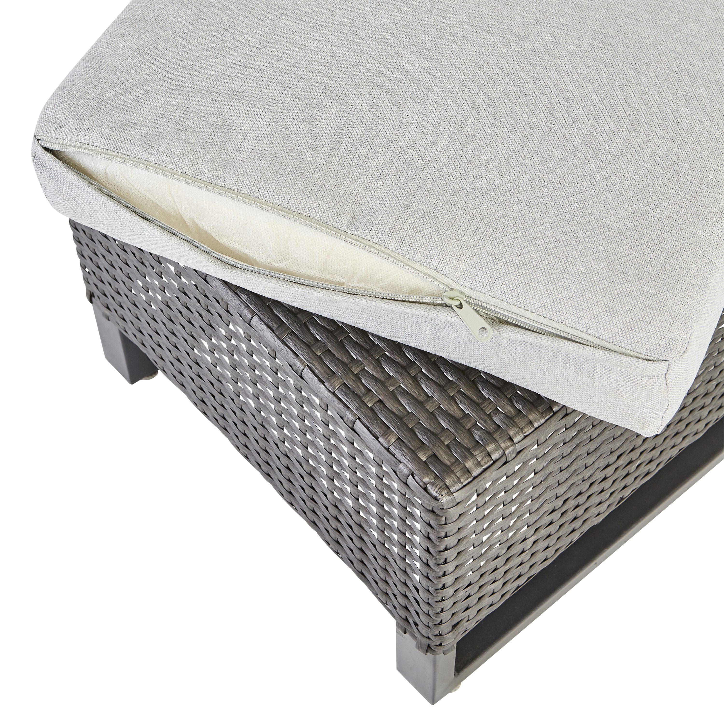 Pouf da giardino con cuscino grigio Noa NATERIAL, struttura in acciaio seduta in rattan sintetico antracite, L 40 x H 38 x P 40 cm - 6