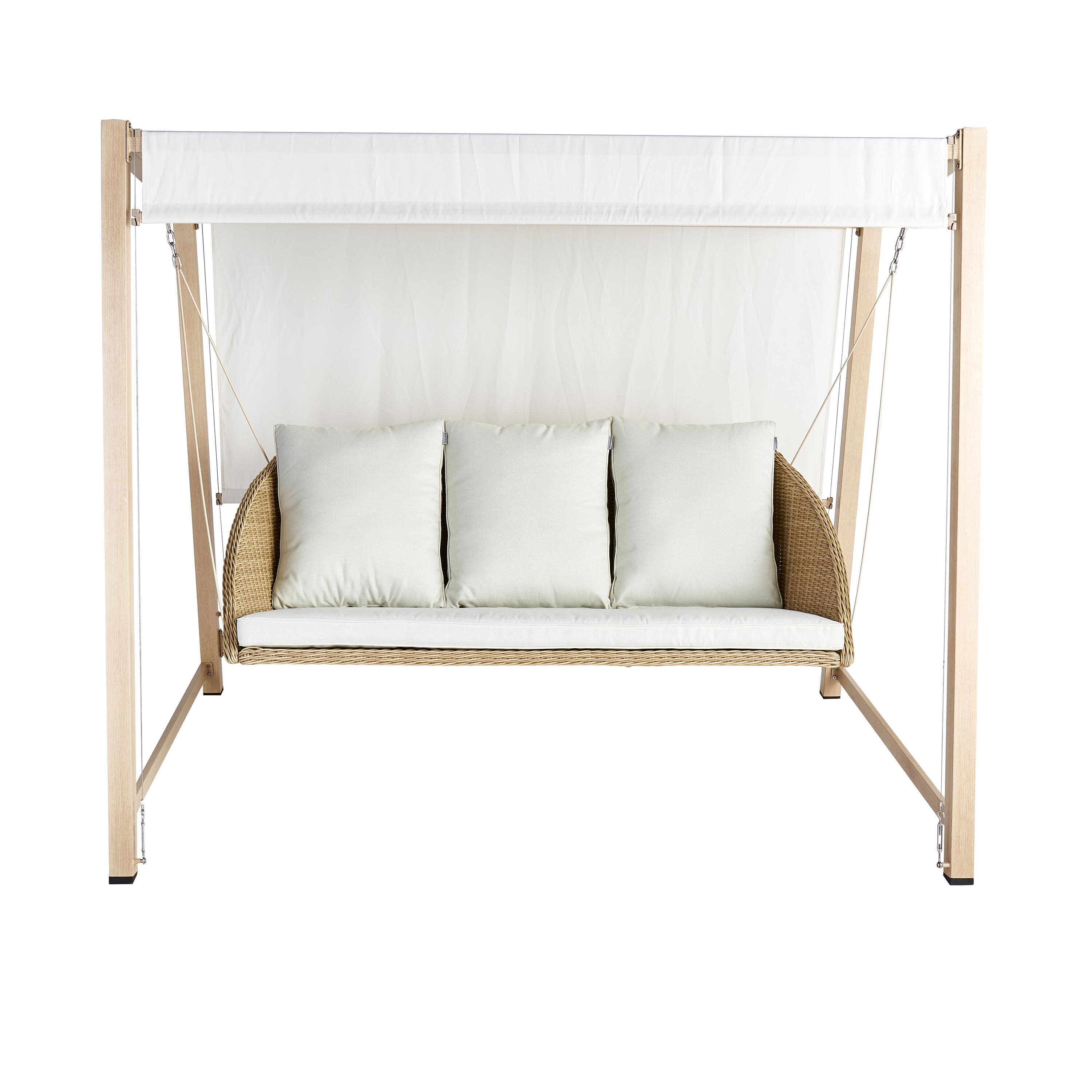 Balancín de acero naterial medena efecto madera 216x185x152 cm