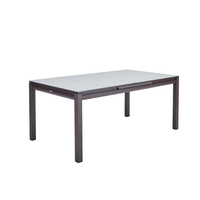 Tavolo allungabile da esterno rettangolare in alluminio e vetro marrone 10 posti L da 180 a 240x100cm, Odyssea II NATERIAL