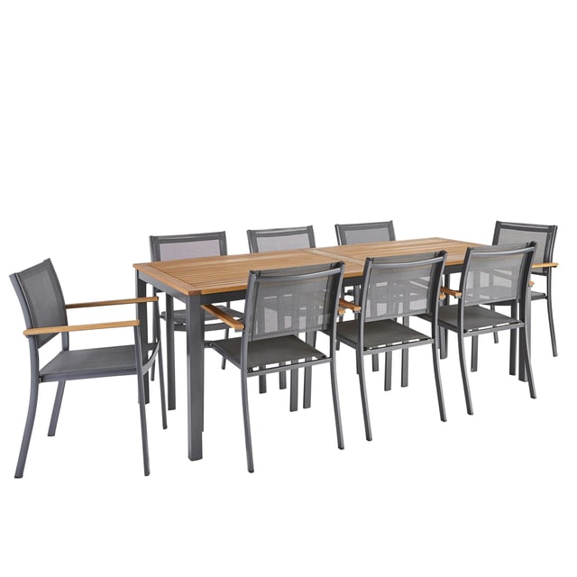 Salon de jardin aluminium gris anthracite Oris fix NATERIAL 8 personnes