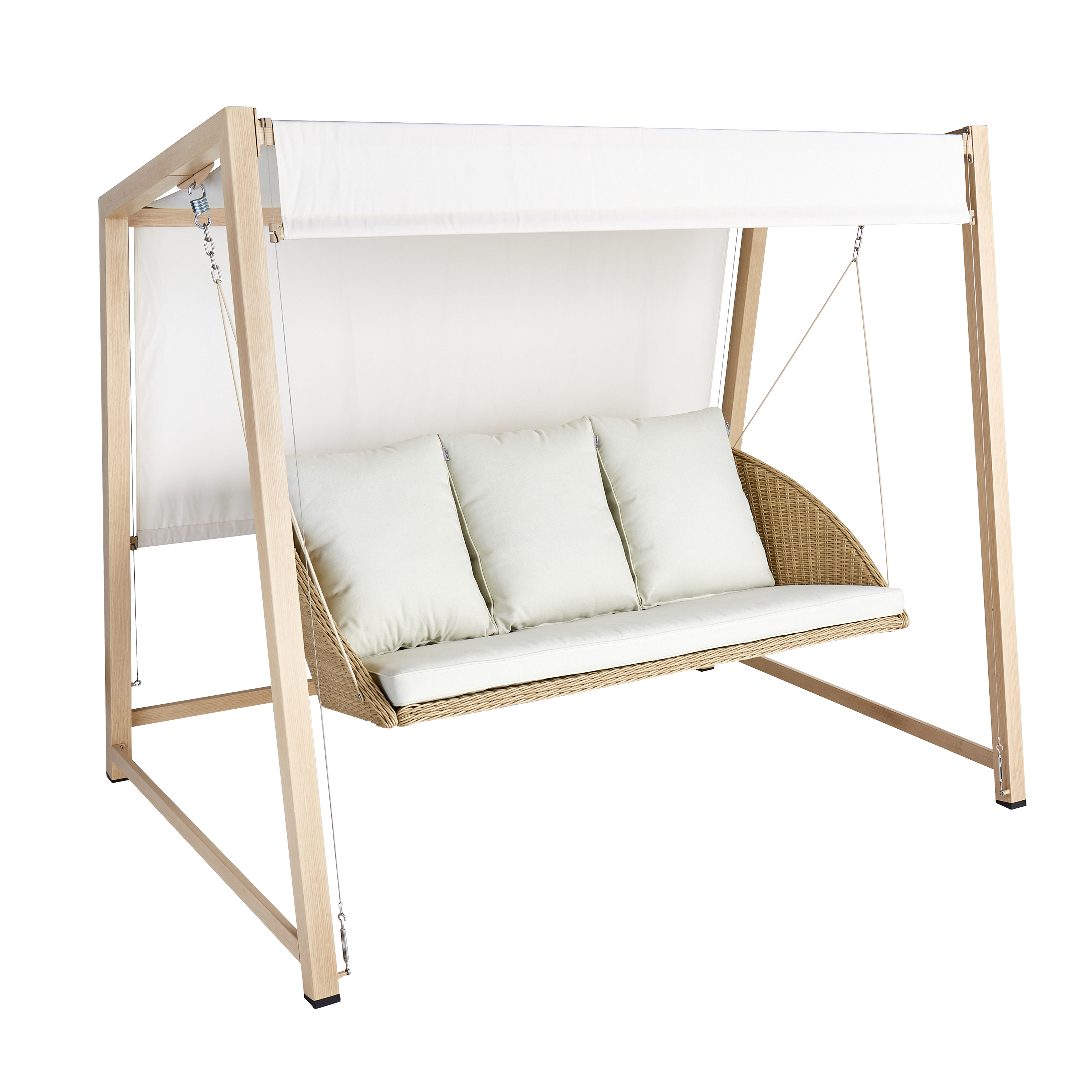 Balancelle 3 places en acier beige NATERIAL Medena l.216 x P.165 x H.180 cm - 7