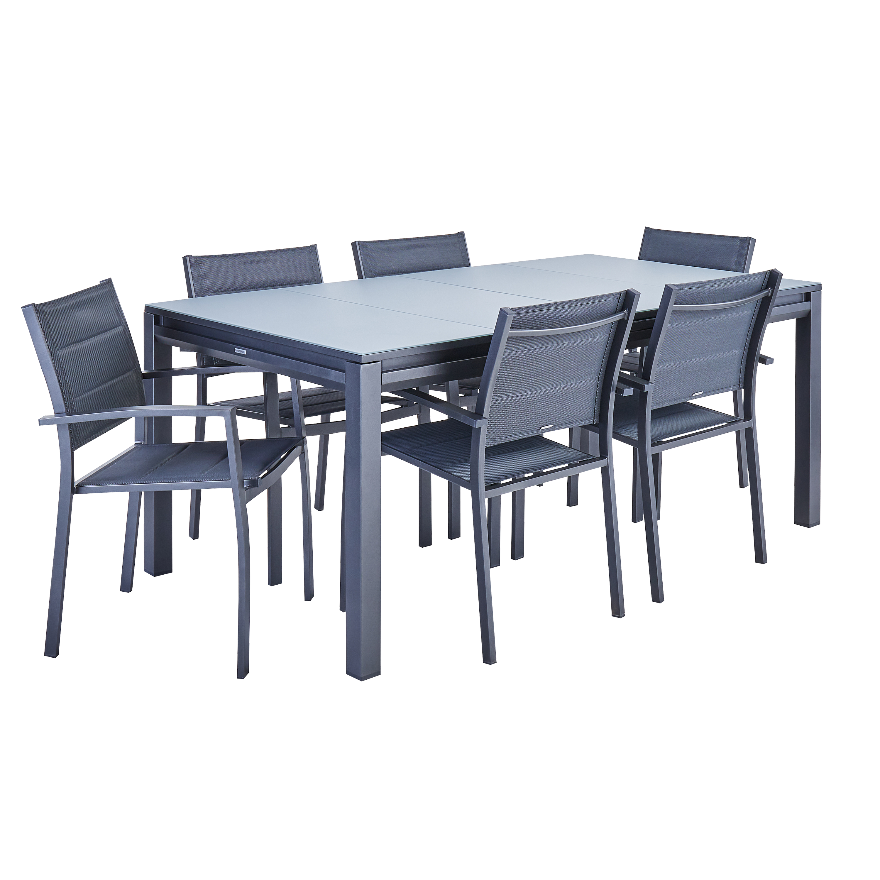 Tavolo da giardino allungabile Odyssea II NATERIAL in alluminio antracite con piano in vetro per 6 persone 180/240x100cm - 17