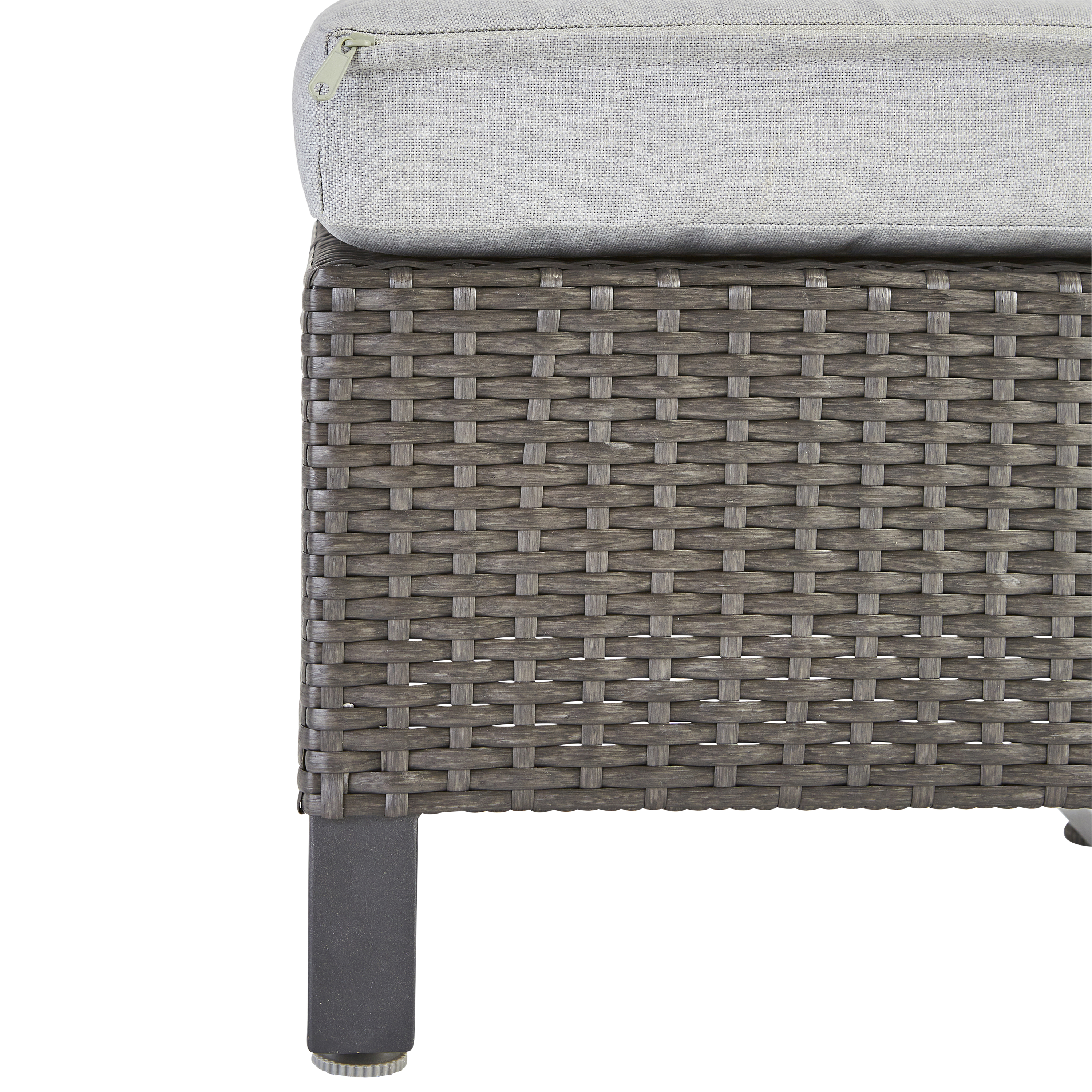 Pouf da giardino con cuscino grigio Noa NATERIAL, struttura in acciaio seduta in rattan sintetico antracite, L 40 x H 38 x P 40 cm - 11
