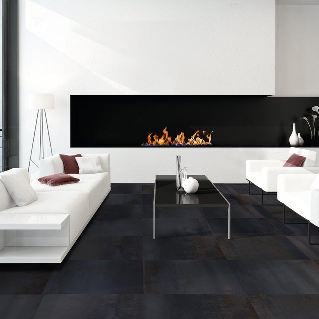Piastrella da pavimento interno in gres porcellanato 60 x 60 cm rettificato smaltato black opaco Lamiera R9 traffico medio forte (pei 3/5) Sp. 9 mm 1.44 mq