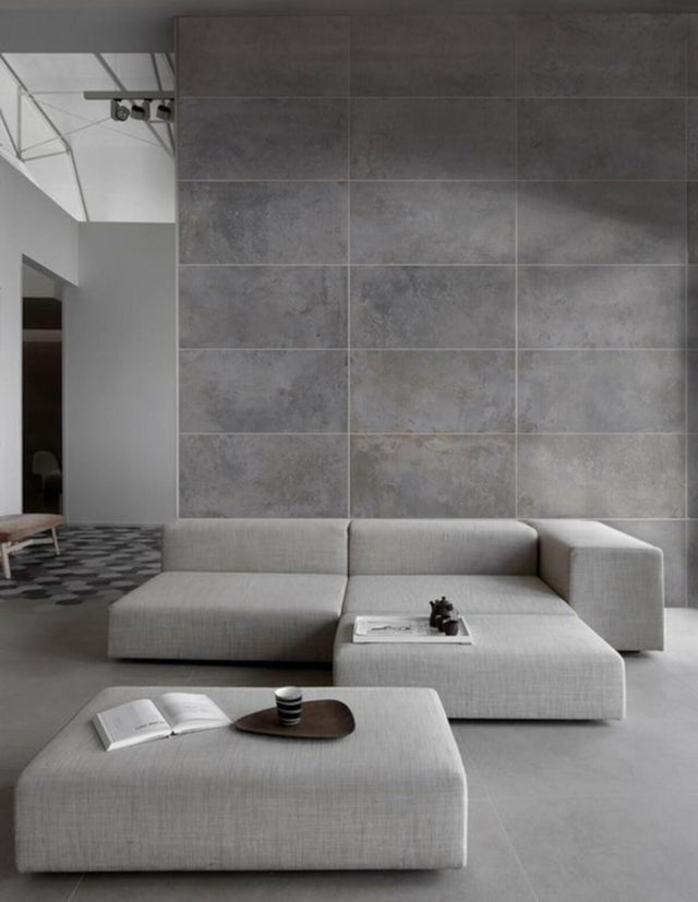 Piastrella da pavimento e rivestimento interno 50 x 100 cm Sp. 3.5 mm rettificato Tempo in gres porcellanato antracite opaco traffico intenso (pei 4/5) R10
