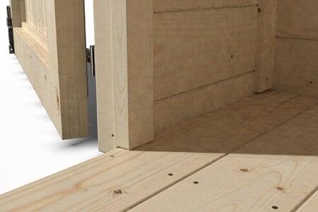 Um acabamento cuidado graças ao piso de madeira.