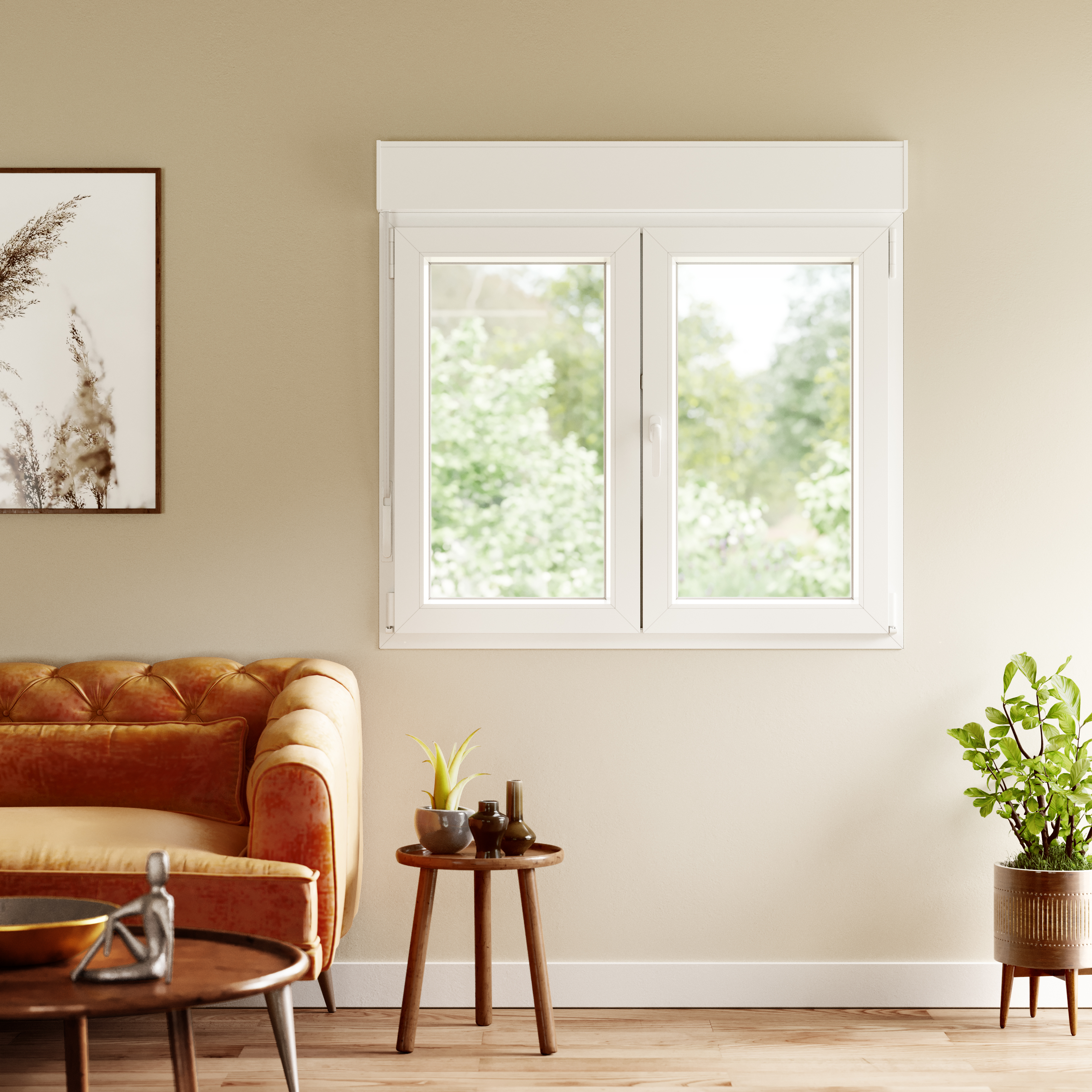 Ventana PVC 120x115cm oscilobatiente blanca doble acristalamiento transparente 4/16/4 bajo emisivo con persiana - 10