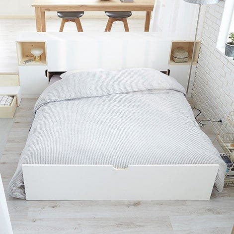 photo d'un lit en mélaminé