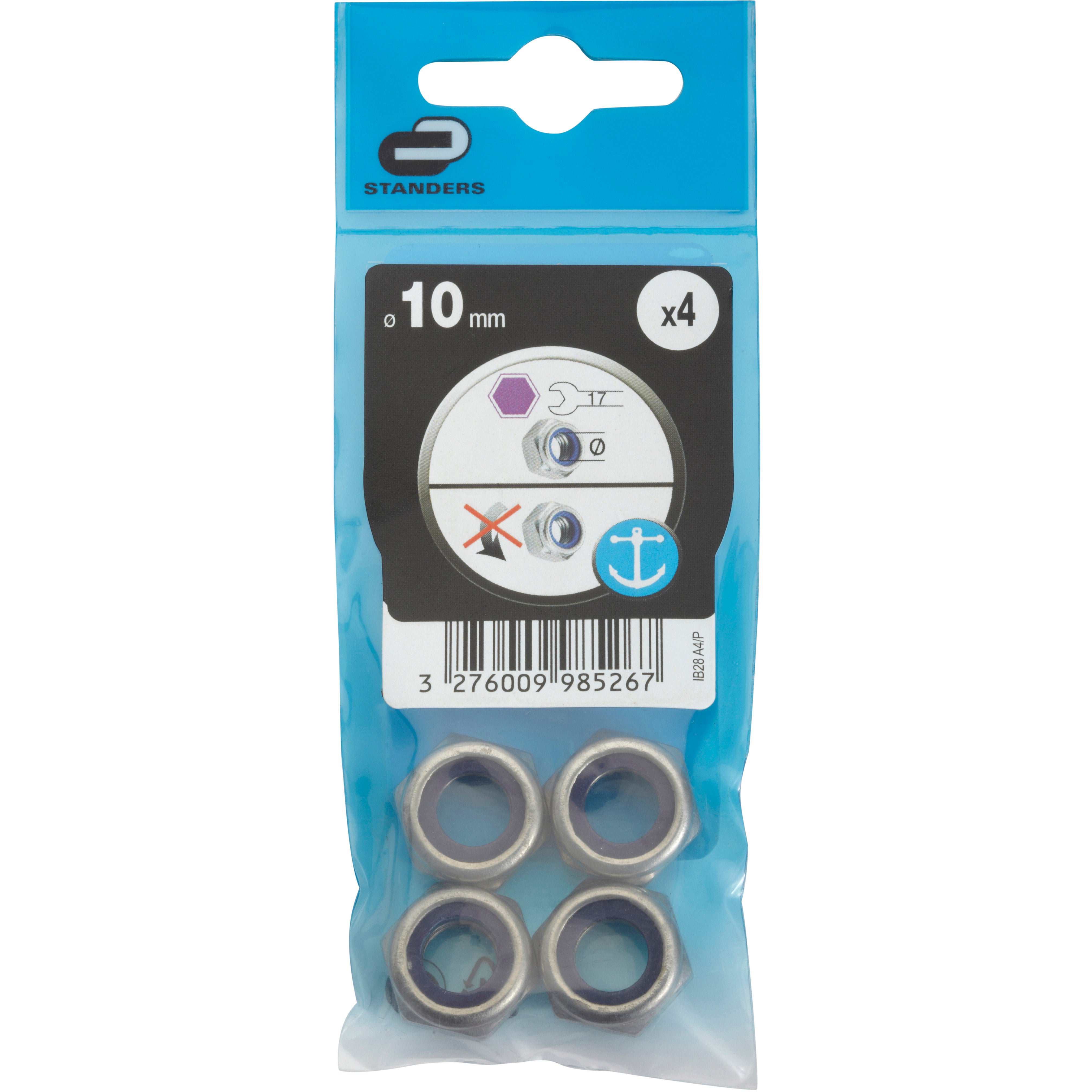 4 écrous acier STANDERS, Ø10 mm - 4