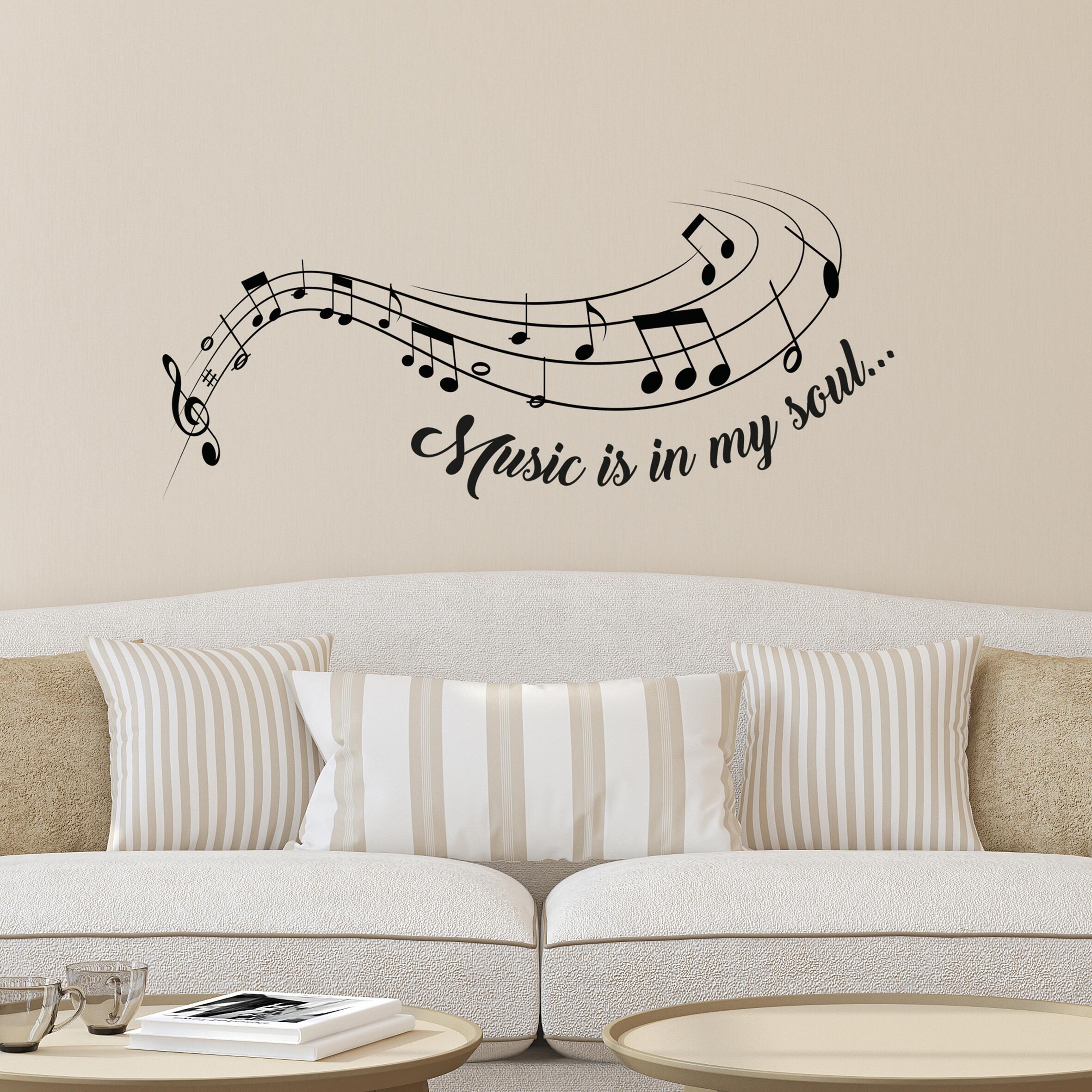Sticker decorativo producto sin motivo negro notas musicales de 48x68cm