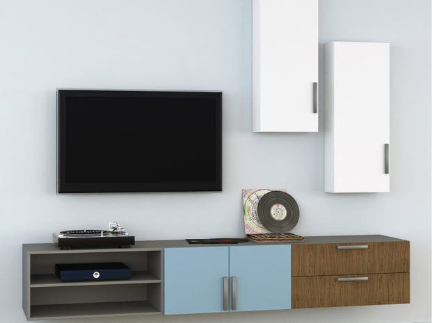 Système de Fixation Murale TV avec support et tablette spécial mur