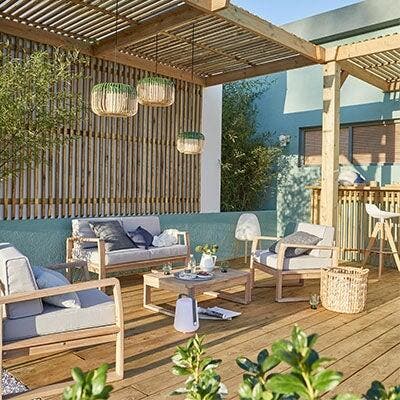 cour aménagement pergola diy bois