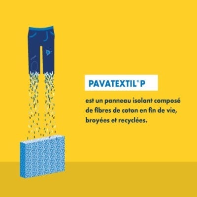 Pavatextil® P est un panneau isolant thermo-acoustique en coton recyclé