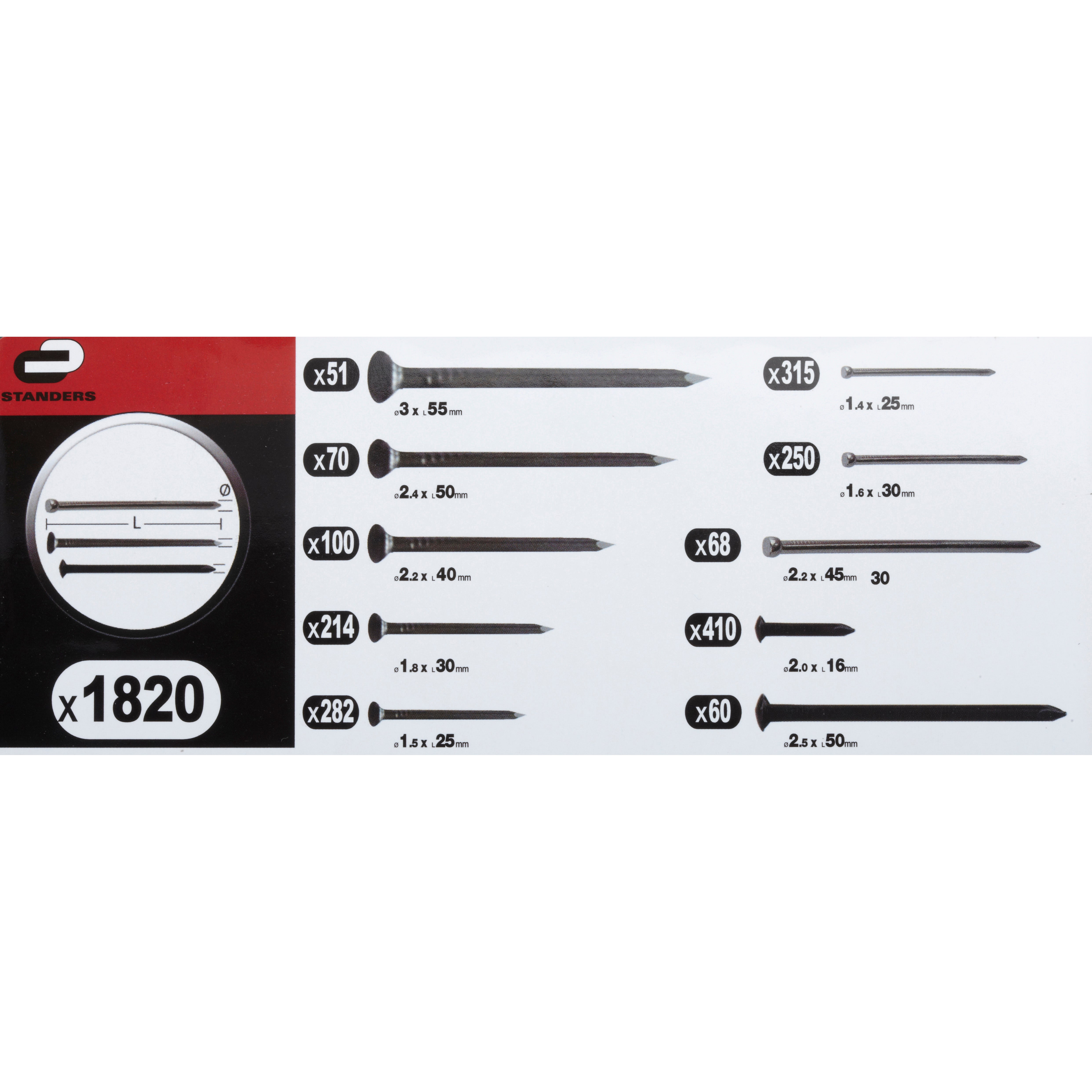 Assortiment de 1820 clous acier, STANDERS - 5