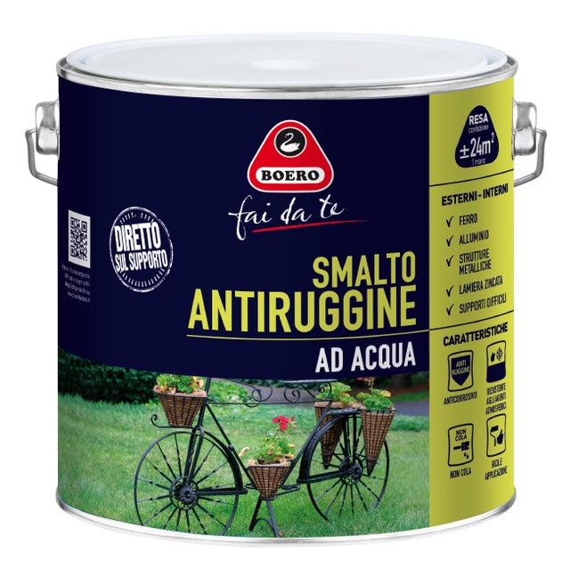 Vernice da esterno antiruggine per ferro BOERO FAI DA TE smalto ad acqua grigio scuro, metallizzato opaco, 2 l