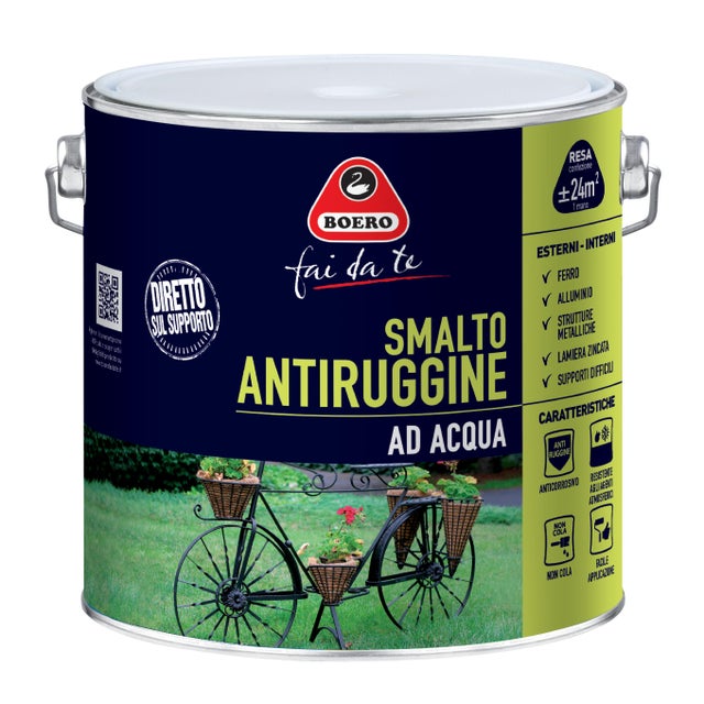 Vernice da esterno antiruggine per ferro BOERO FAI DA TE smalto ad acqua verde imperiale, metallizzato opaco, 2 l