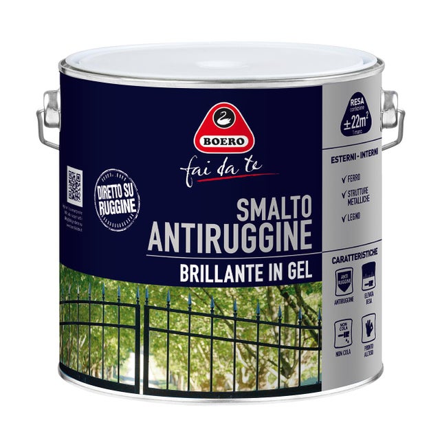 Vernice da esterno antiruggine per ferro BOERO FAI DA TE brillante in gel verde imperiale lucido, 2 l