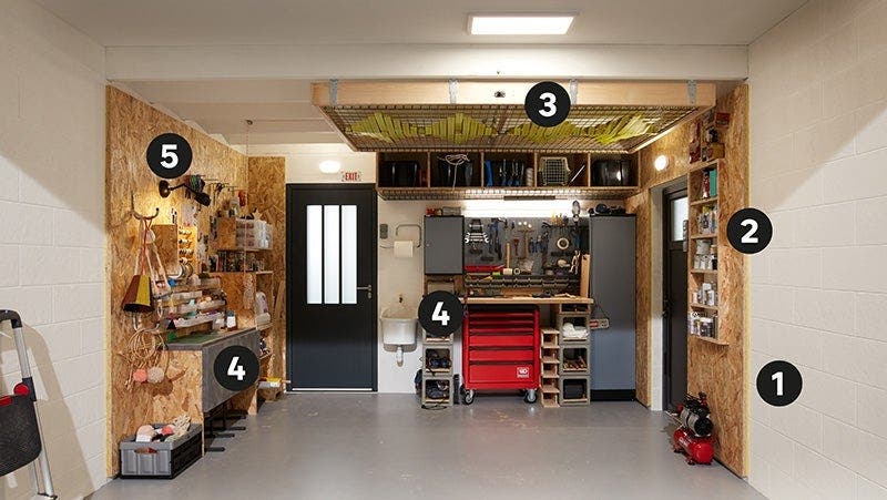 Aménagement d'atelier ou garage - 2 armoires doubles, 2 meubles