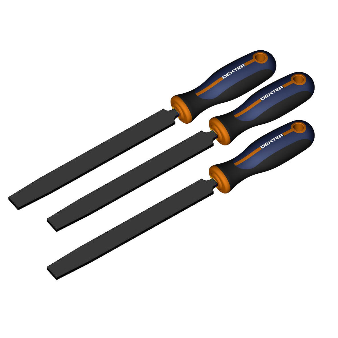 Lot de 3 limes assortiment mi-douce DEXTER, 200 mm - 2