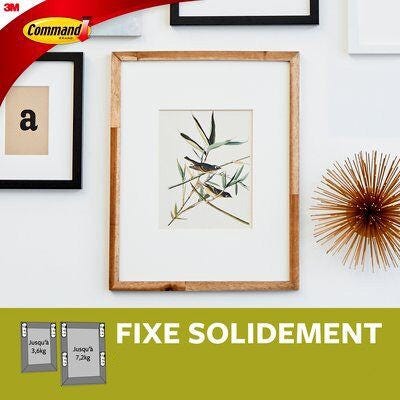 Lot De 8 Languettes Adhésives Tableaux COMMAND Blanc, Attache Cadre Sans Percer