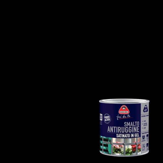 Vernice da esterno antiruggine per ferro BOERO FAI DA TE smalto in gel nero, metallizzato satinato, 2 l
