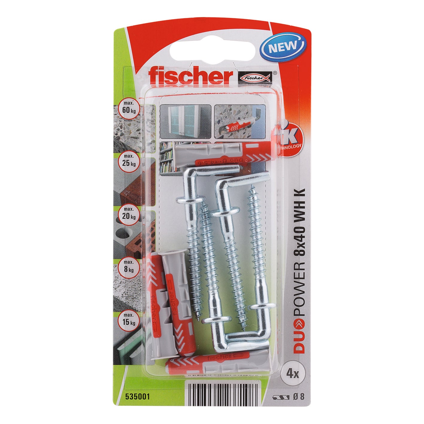 Set di tasselli  con gancio a L FISCHER  in nylon  ø 8 mm  4 pezzi - 3
